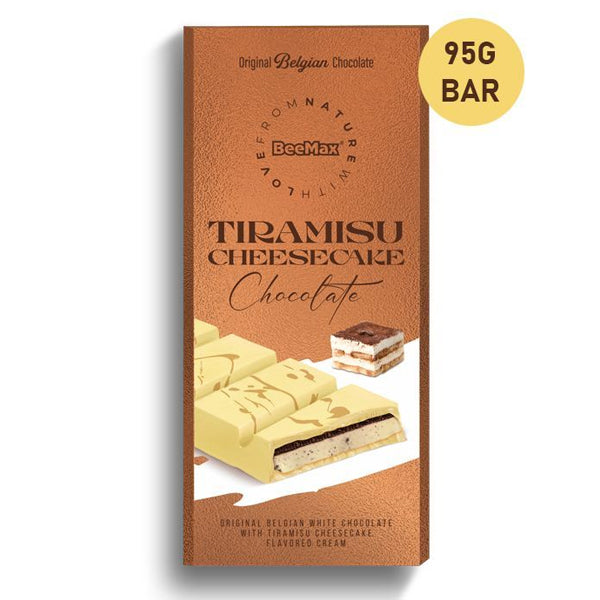 Beemax White Chocolate Cheesecake with Tiramisu Cream Filling (95g Bar)